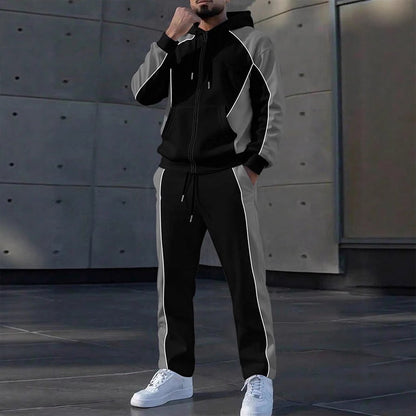 📢📢50%Rabatt!!!🎉✨Herren Farbblock-Set mit Reißverschluss-Kapuzenpullover und Jogginghose