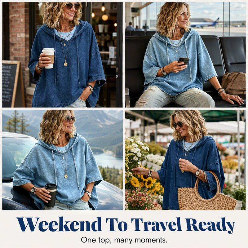 📢📢50%Rabatt!!!🎉✨Lässiges, lockeres Denim-Hoodie für Damen