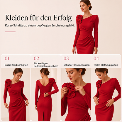 📢📢50%Rabatt!!!💎✨ Jetzt im Trend – Rosendetail-Midikleid – vielseitig und stilvoll