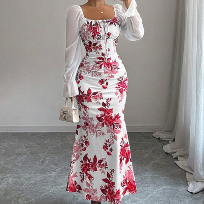 Elegantes geblümtes ausgestelltes Kleid für Damen