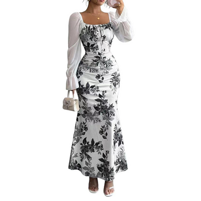Elegantes geblümtes ausgestelltes Kleid für Damen