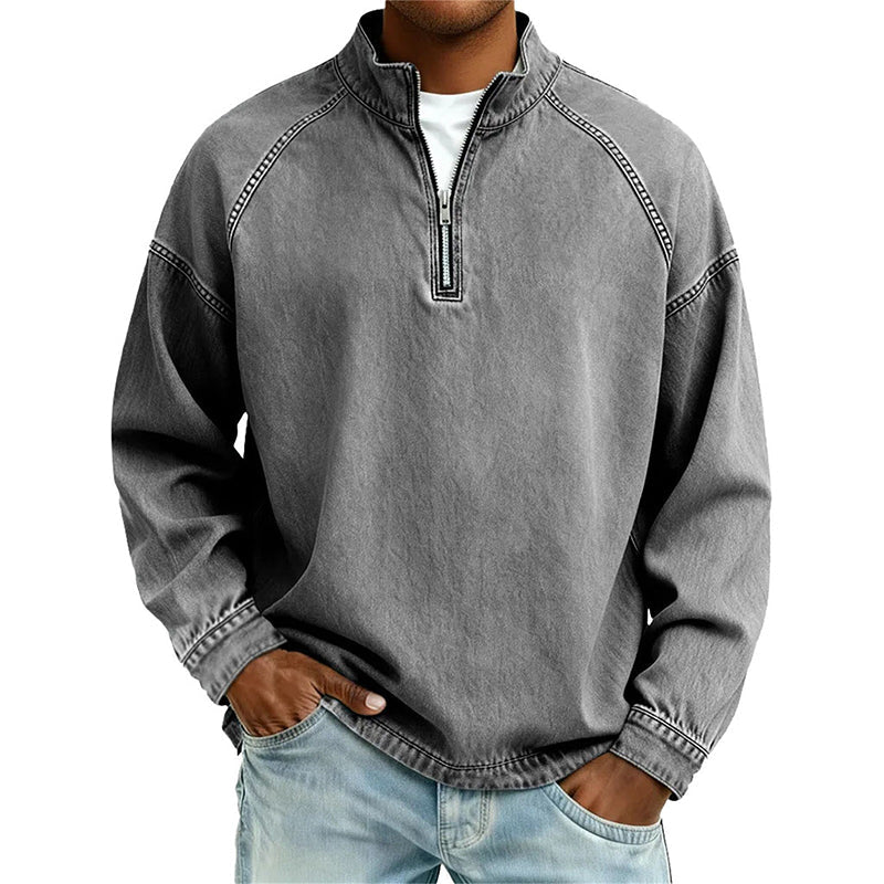 👕Herren-Pullover mit halbem Reißverschluss im Vintage-Look – Lässiges Sweatshirt im Streetstyle ✨