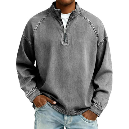 👕Herren-Pullover mit halbem Reißverschluss im Vintage-Look – Lässiges Sweatshirt im Streetstyle ✨