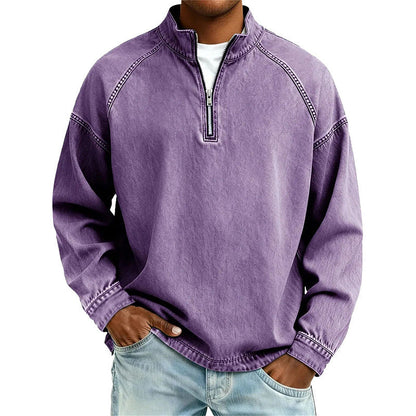 👕Herren-Pullover mit halbem Reißverschluss im Vintage-Look – Lässiges Sweatshirt im Streetstyle ✨