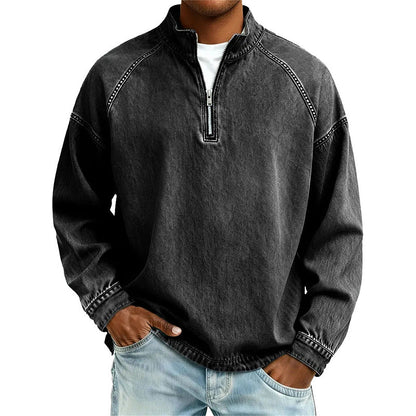 👕Herren-Pullover mit halbem Reißverschluss im Vintage-Look – Lässiges Sweatshirt im Streetstyle ✨