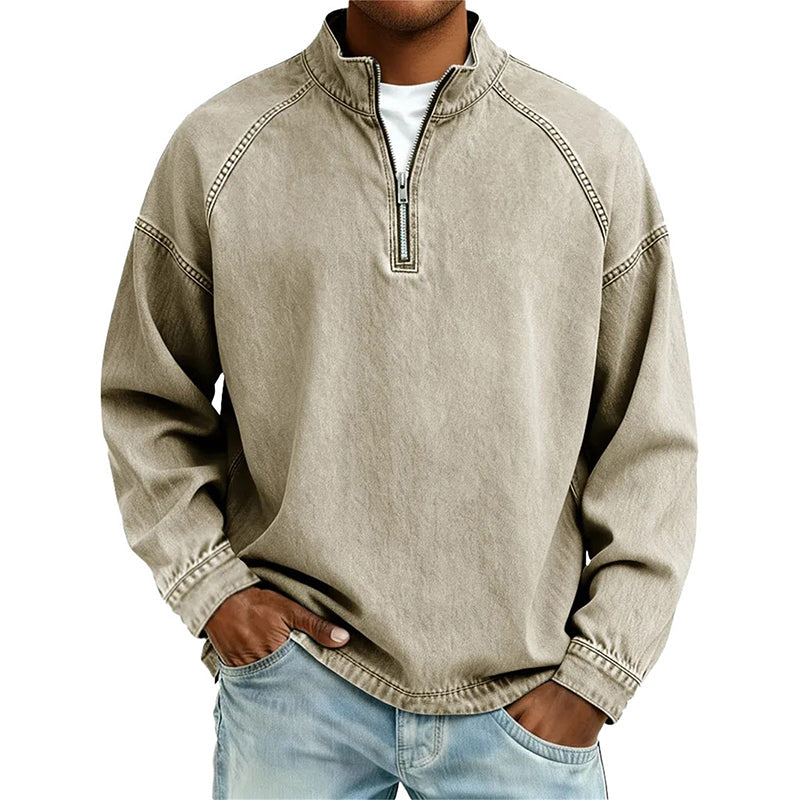 👕Herren-Pullover mit halbem Reißverschluss im Vintage-Look – Lässiges Sweatshirt im Streetstyle ✨