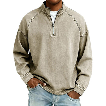 👕Herren-Pullover mit halbem Reißverschluss im Vintage-Look – Lässiges Sweatshirt im Streetstyle ✨