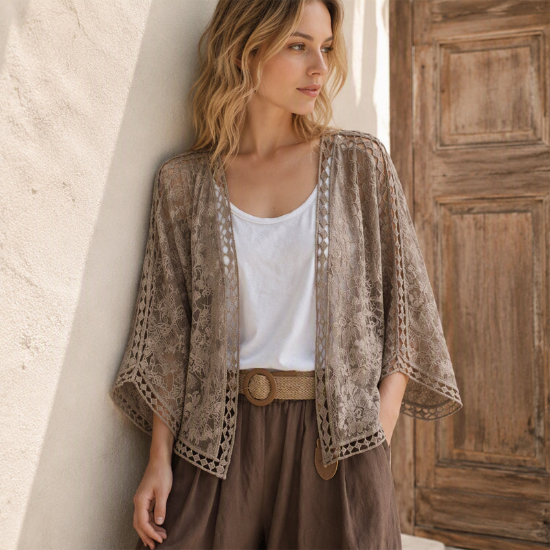Locker sitzende Cardigan aus Hohlspitze für Damen