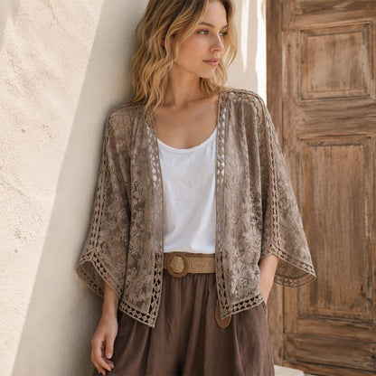 Locker sitzende Cardigan aus Hohlspitze für Damen