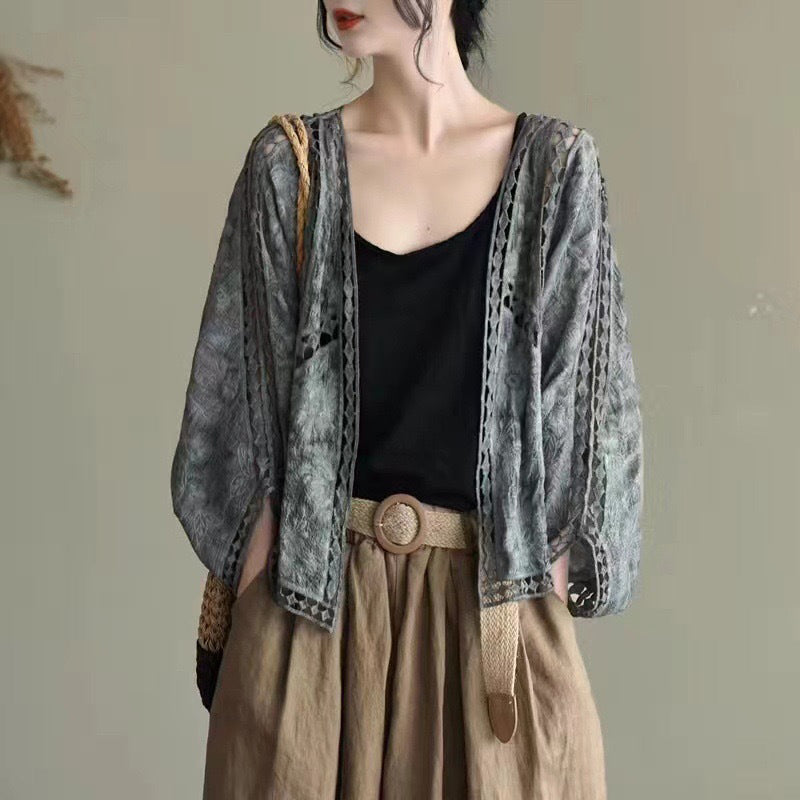 Locker sitzende Cardigan aus Hohlspitze für Damen