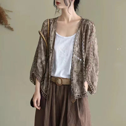 Locker sitzende Cardigan aus Hohlspitze für Damen