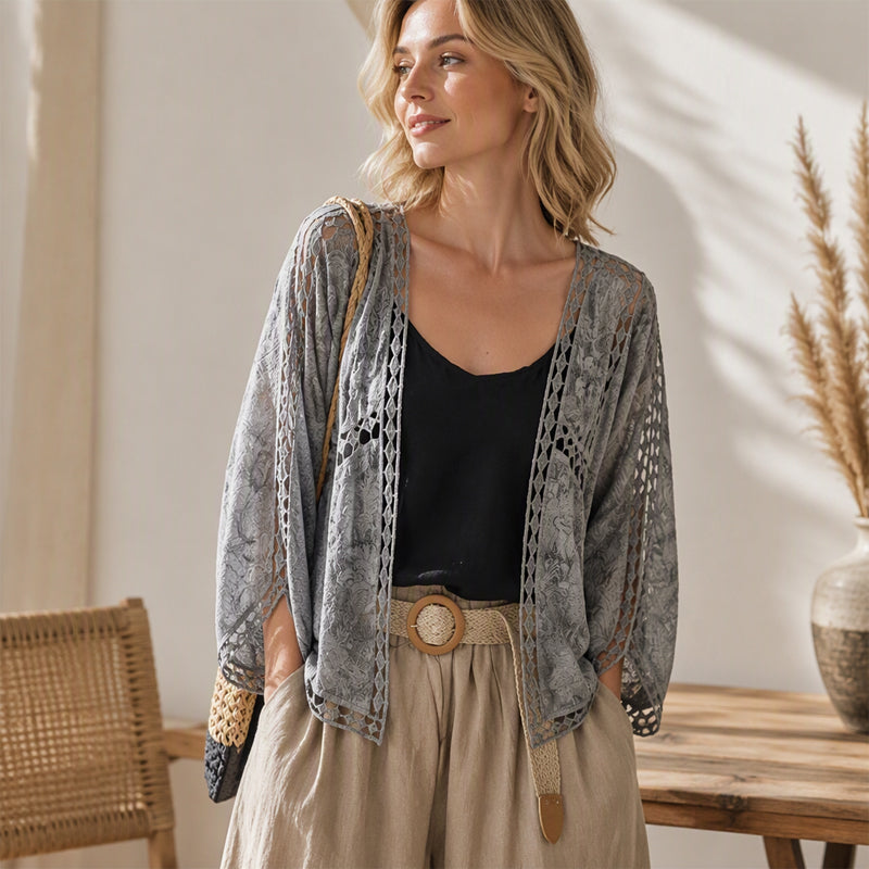 Locker sitzende Cardigan aus Hohlspitze für Damen