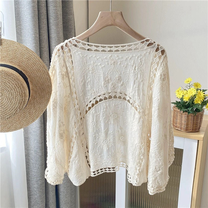 Locker sitzende Cardigan aus Hohlspitze für Damen