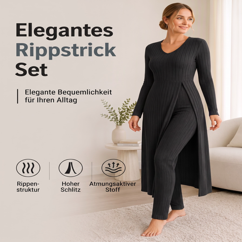 📢📢50%Rabatt!!!🎉✨Legeres, weiches geripptes Strick-Zweiteiler-Set für Damen