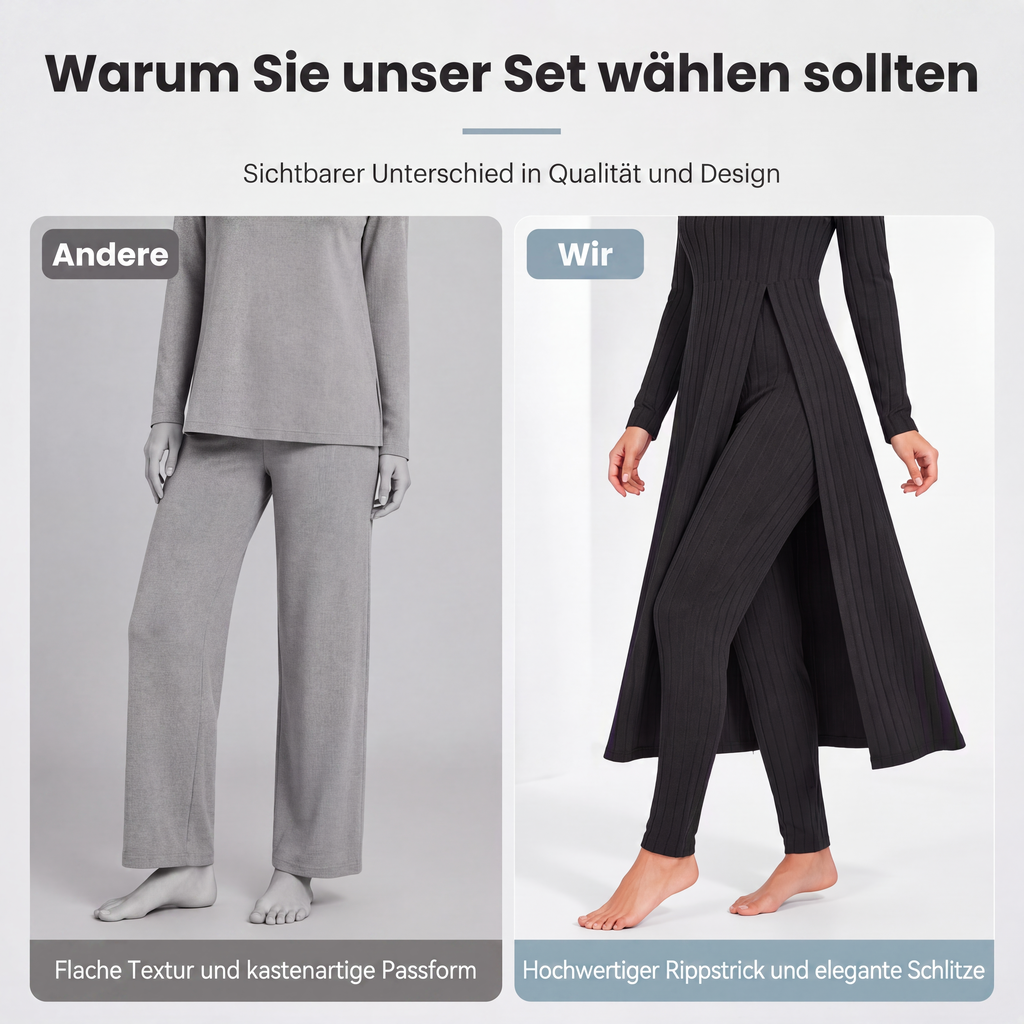 📢📢50%Rabatt!!!🎉✨Legeres, weiches geripptes Strick-Zweiteiler-Set für Damen