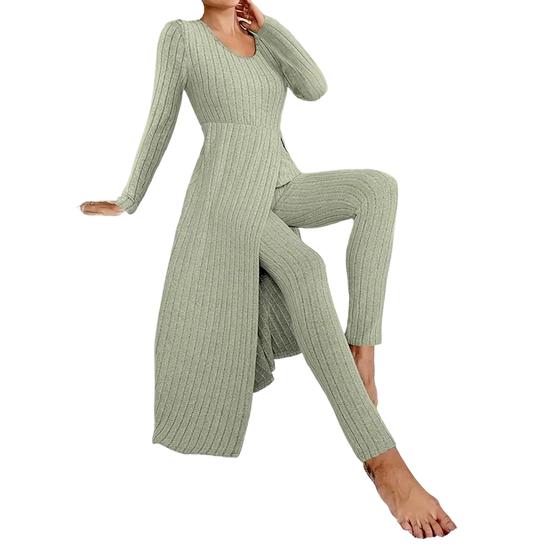 📢📢50%Rabatt!!!🎉✨Legeres, weiches geripptes Strick-Zweiteiler-Set für Damen