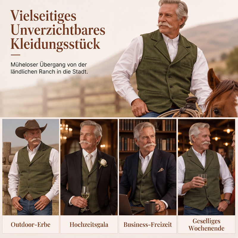 🦺 50 % RABATT | Klassischer Vintage-Charme – Herren Weste mit Revers & Fischgrätmuster