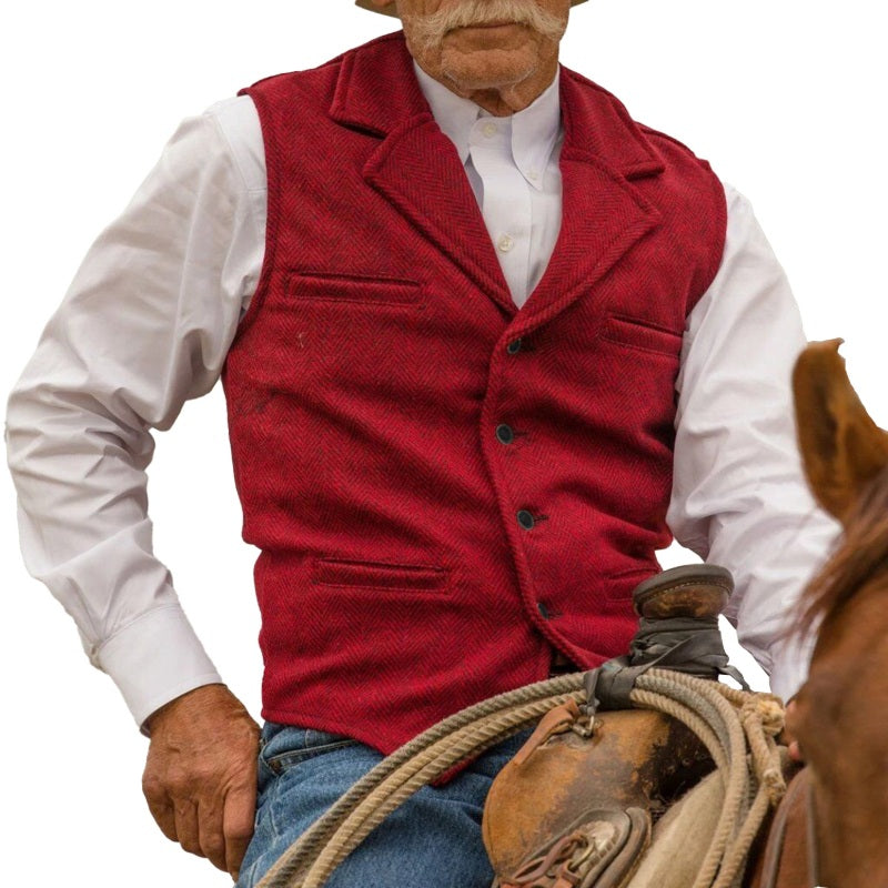 🦺 50 % RABATT | Klassischer Vintage-Charme – Herren Weste mit Revers & Fischgrätmuster