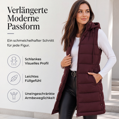 Gesteppte Weste mit Kapuze für Damen