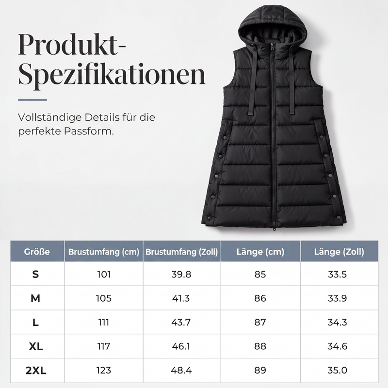 Gesteppte Weste mit Kapuze für Damen