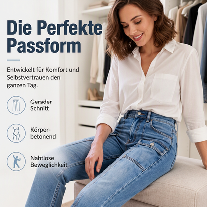 📢🎉50%Rabatt!!!🛍️✨Hochtaillierte, elastische Jeans mit geradem Bein für Damen