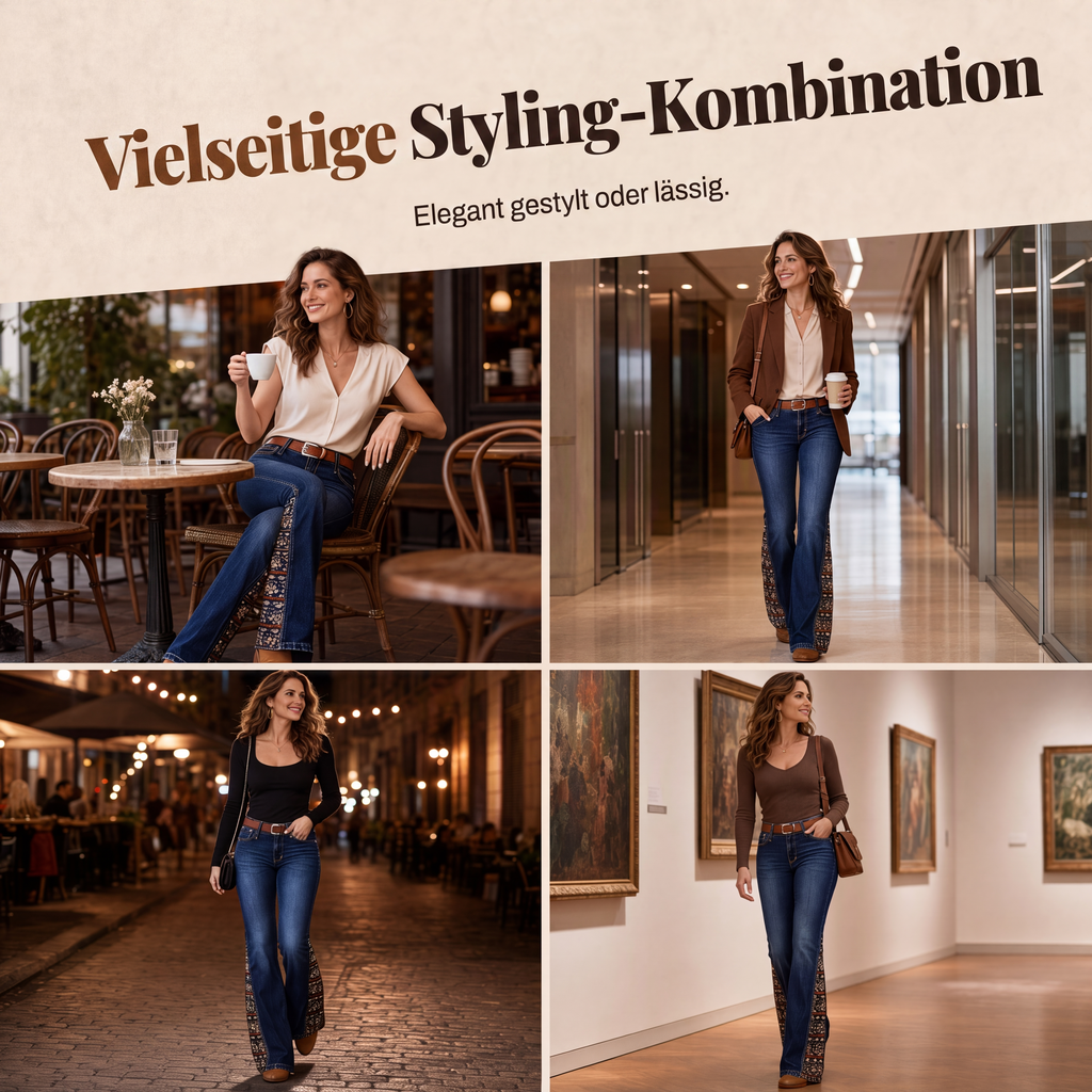 📢📢50%Rabatt!!!🎉✨Boho-bedruckte Retro-Schlagjeans für Damen