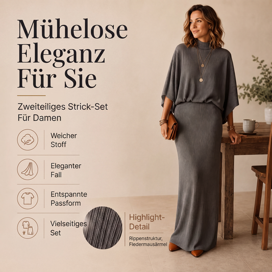 📢📢50%Rabatt!!!🎉💎Damen-Set aus Oberteil mit Fledermausärmeln und Maxirock