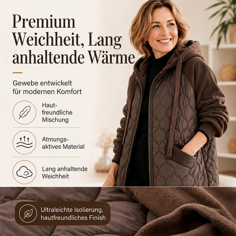 📢📢50%Rabatt!!!🎉✨Damen-Steppjacke mit Kapuze und Einsätzen