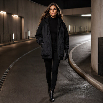 📢📢50%Rabatt!!!🎉✨Damen-Steppjacke mit Kapuze und Einsätzen