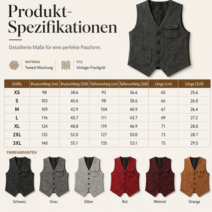 📢📢50%Rabatt!!!🎉✨Herren-Casual-Vintage-Weste mit V-Ausschnitt