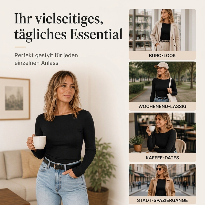 📢📢50% Rabatt!!! 🎉✨ Elegantes geripptes Strickoberteil mit U-Boot-Ausschnitt für Damen