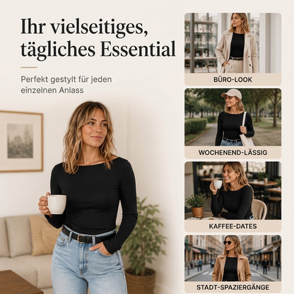 📢📢50% Rabatt!!! 🎉✨ Elegantes geripptes Strickoberteil mit U-Boot-Ausschnitt für Damen