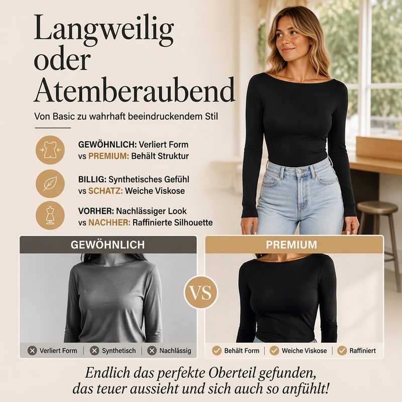 📢📢50% Rabatt!!! 🎉✨ Elegantes geripptes Strickoberteil mit U-Boot-Ausschnitt für Damen