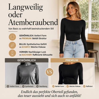 📢📢50% Rabatt!!! 🎉✨ Elegantes geripptes Strickoberteil mit U-Boot-Ausschnitt für Damen