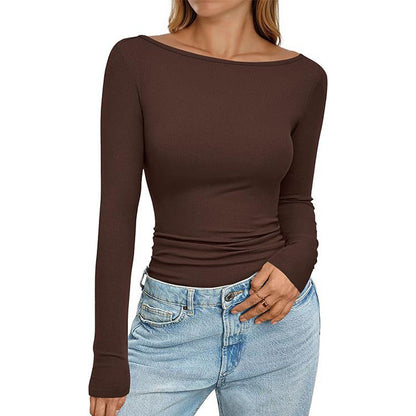 📢📢50% Rabatt!!! 🎉✨ Elegantes geripptes Strickoberteil mit U-Boot-Ausschnitt für Damen