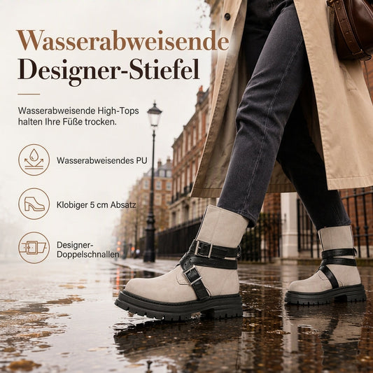 🔥 50% RABATT! 🥾 Damen-Stiefeletten – Rundkappe, Schnallenriemen & Plateau-Blockabsatz