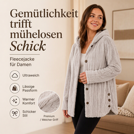 Locker sitzende Plüschjacke mit Kapuze für Damen