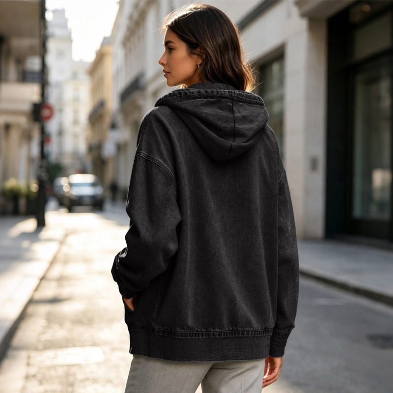 🔥 50% Rabatt | Lässiger Denim-Look mit mehr Layering-Freiheit – Damen Kapuzenjacke
