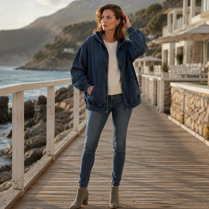🔥 50% Rabatt | Lässiger Denim-Look mit mehr Layering-Freiheit – Damen Kapuzenjacke