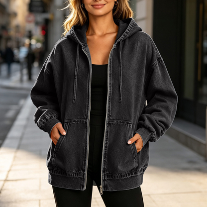 🔥 50% Rabatt | Lässiger Denim-Look mit mehr Layering-Freiheit – Damen Kapuzenjacke