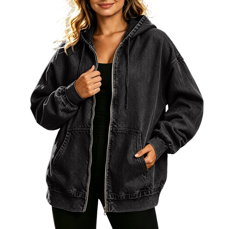 🔥 50% Rabatt | Lässiger Denim-Look mit mehr Layering-Freiheit – Damen Kapuzenjacke