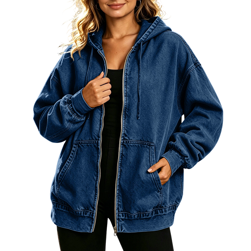 🔥 50% Rabatt | Lässiger Denim-Look mit mehr Layering-Freiheit – Damen Kapuzenjacke