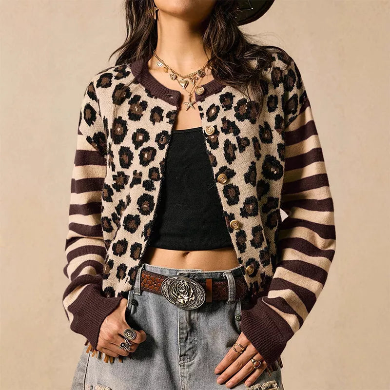 🔥Beliebtes Produkt ！✨Leoparden-Strickjacke für Damen