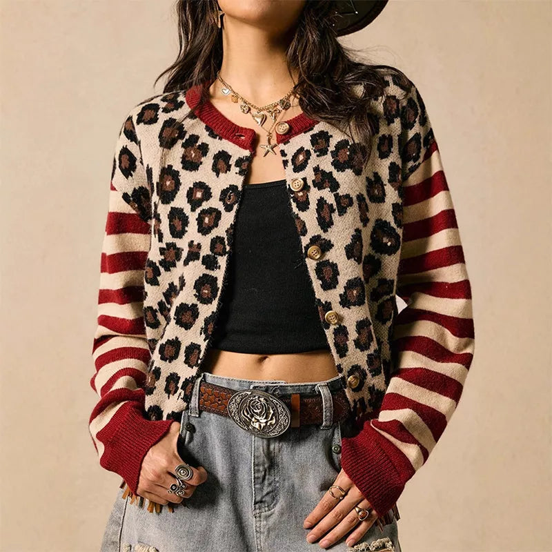 🔥Beliebtes Produkt ！✨Leoparden-Strickjacke für Damen