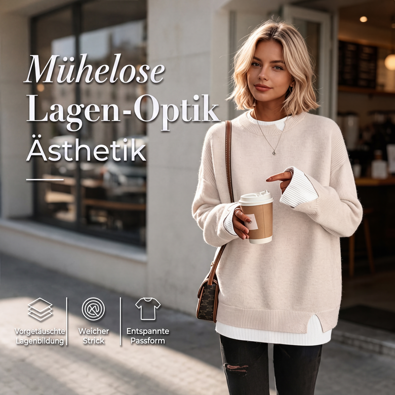 🔔 Letzte 100 Stück – solange der Vorrat reicht! Zweiteiliger Damen-Strickpullover im Fake-Layer-Design