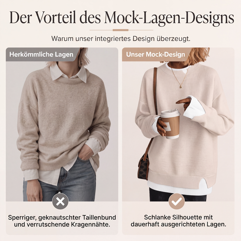 🔔 Letzte 100 Stück – solange der Vorrat reicht! Zweiteiliger Damen-Strickpullover im Fake-Layer-Design