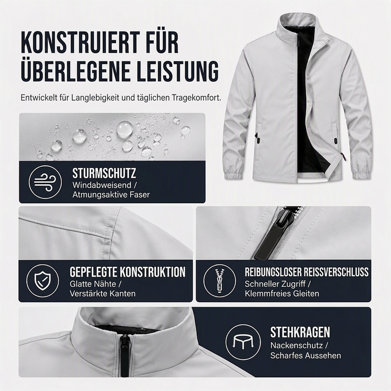 ⭐ 5.000+ Bewertungen mit Bestnote – das ist Qualität, die überzeugt! Vielseitige wasser- und winddichte Jacke für Herren