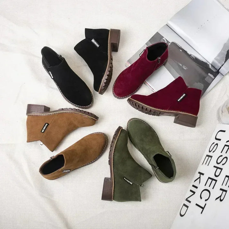 🔥Frühherbst -Hot -Umsatz 50%Rabatt 🔥Damen-Stiefeletten mit niedrigem Absatz und seitlichem Reißverschluss