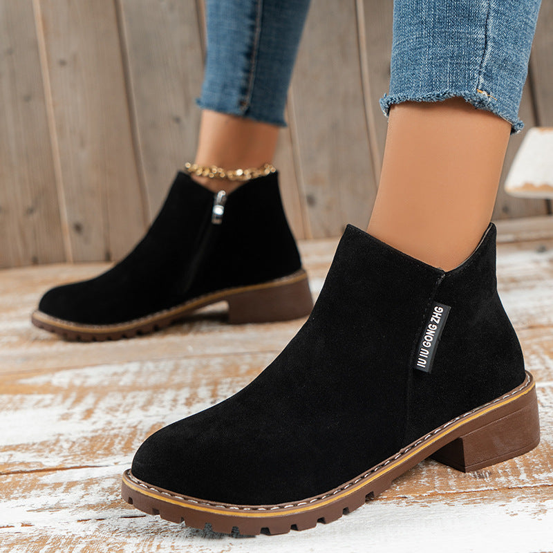 🔥Frühherbst -Hot -Umsatz 50%Rabatt 🔥Damen-Stiefeletten mit niedrigem Absatz und seitlichem Reißverschluss