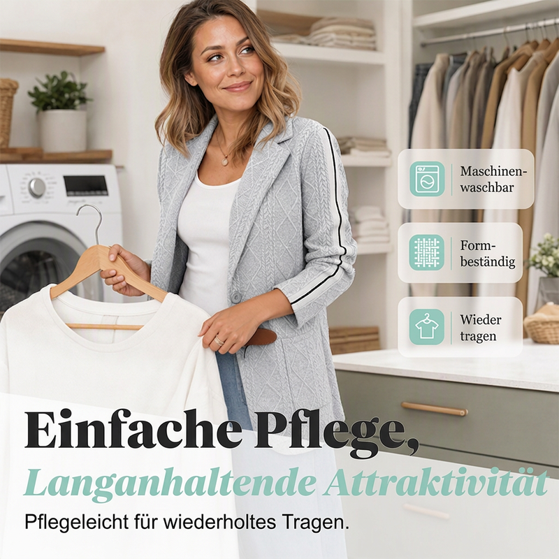 💎🌸 Jetzt im Trend – Damen Zopfstrick-Blazer mit Seitenstreifen – elegant